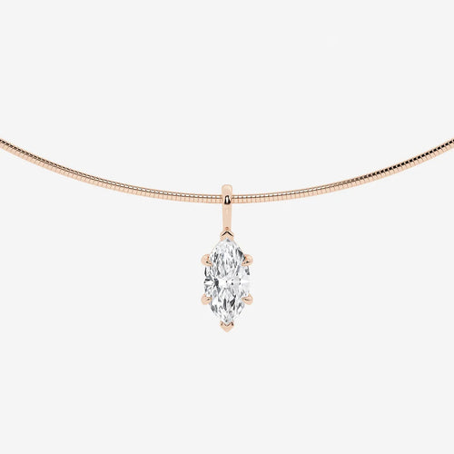 Marquise Lab Grown Diamond Solitaire Pendant with Omega Chain