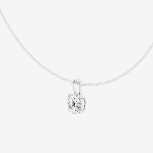 Round Lab Grown Diamond Solitaire Pendant with Omega Chain