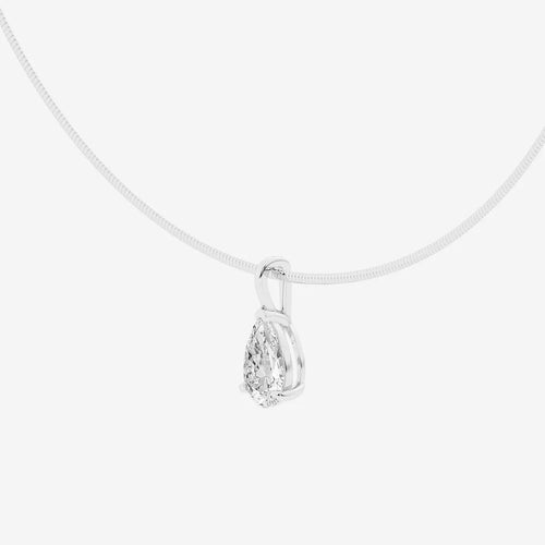 Pear Lab Grown Diamond Solitaire Pendant with Omega Chain