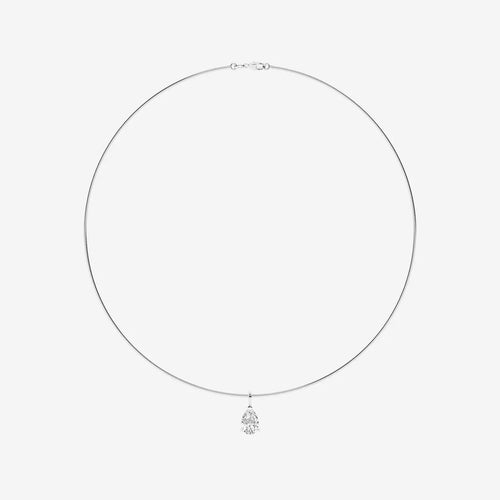 Pear Lab Grown Diamond Solitaire Pendant with Omega Chain