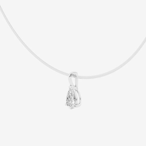 Pear Lab Grown Diamond Solitaire Pendant with Omega Chain
