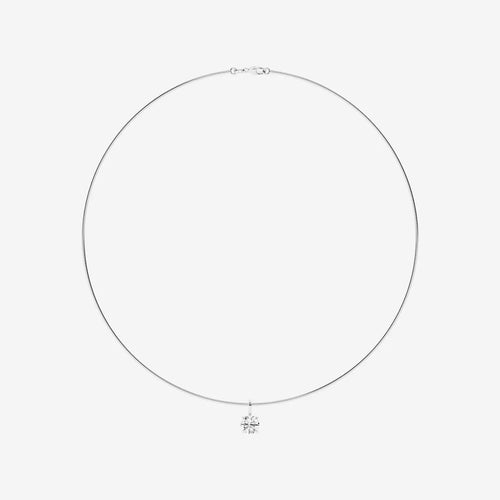 Round Lab Grown Diamond Solitaire Pendant with Omega Chain