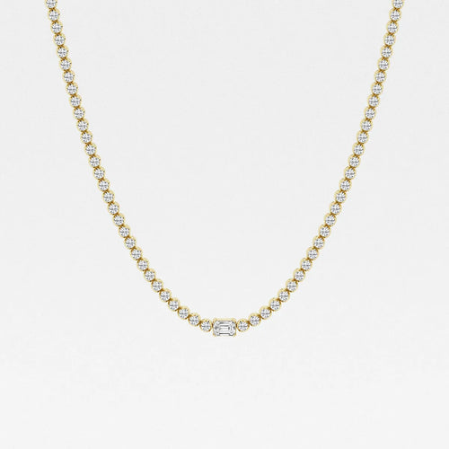 Emerald Lab Grown Diamond Single Station Tennis Necklace