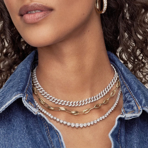 Round Lab Grown Diamond Cuban Link Necklace