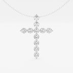 Round Lab Grown Diamond Cross Pendant with Adjustable Chain