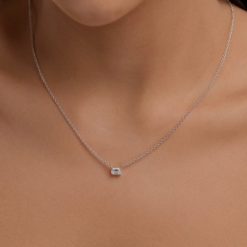 Emerald Lab Grown Diamond Solitaire Pendant