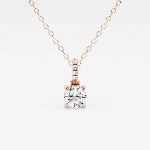 Round Lab Grown Diamond Hidden Halo with Diamond Bail Pendant
