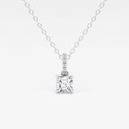 Asscher Lab Grown Diamond Hidden Halo with Diamond Bail Pendant