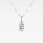 Oval Lab Grown Diamond Hidden Halo with Diamond Bail Pendant