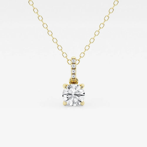 Round Lab Grown Diamond Hidden Halo with Diamond Bail Pendant
