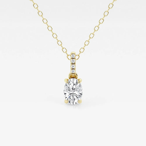 Oval Lab Grown Diamond Hidden Halo with Diamond Bail Pendant