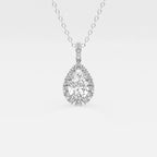Pear Lab Grown Diamond Halo Pendant with Adjustable Chain
