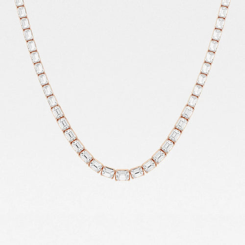 Emerald Lab Grown Diamond East West Tennis Necklace