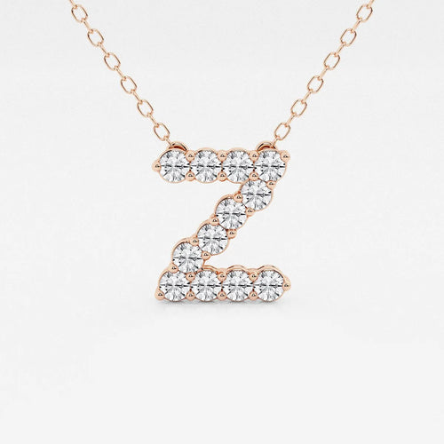 Round Lab Grown Diamond Initial Z Personalized Pendant