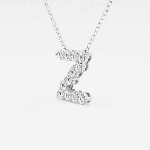 Round Lab Grown Diamond Initial Z Personalized Pendant