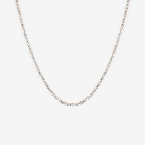 Oval Lab Grown Diamond East West Tennis Necklace