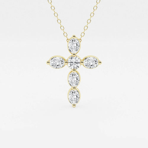 Round and Oval Lab Grown Diamond Floating Cross Pendant
