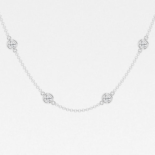 Round Lab Grown Diamond Station Necklace