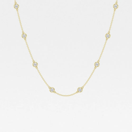 Round Lab Grown Diamond Station Necklace
