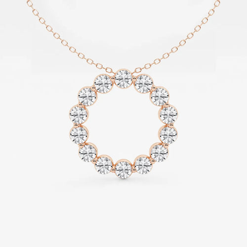 Round Lab Grown Diamond Circle Pendant with Adjustable Chain