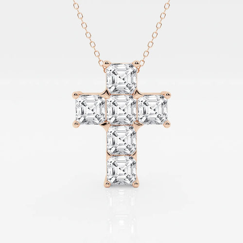Asscher Lab Grown Diamond Cross Pendant