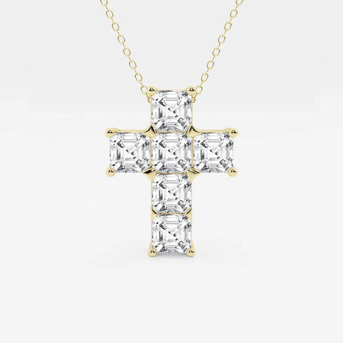 Asscher Lab Grown Diamond Cross Pendant