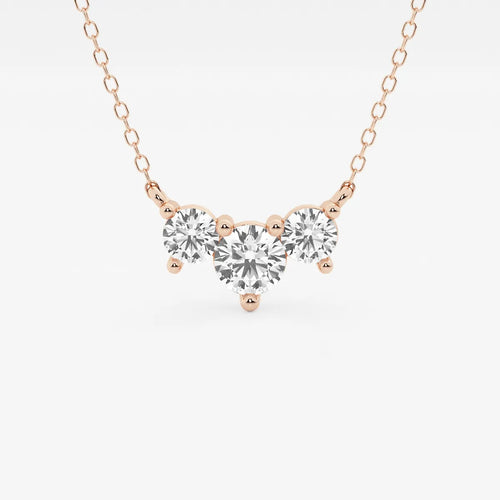 Round Lab Grown Diamond Three-Stone Pendant with Adjustable Chain