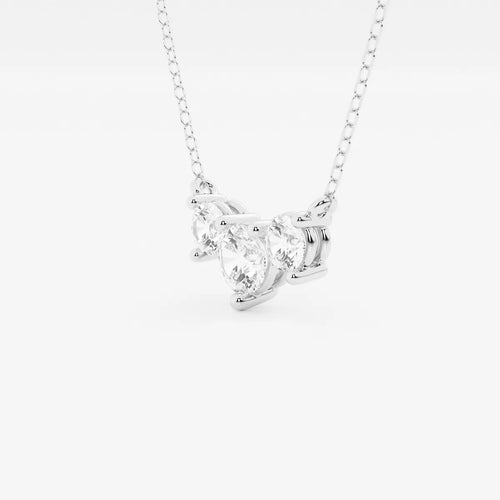 Round Lab Grown Diamond Three-Stone Pendant with Adjustable Chain