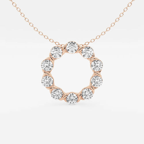 Round Lab Grown Diamond Circle Pendant with Adjustable Chain