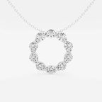 Round Lab Grown Diamond Circle Pendant with Adjustable Chain