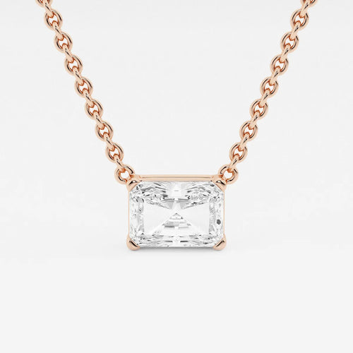 Radiant Lab Grown Diamond Solitaire Pendant with Adjustable Chain