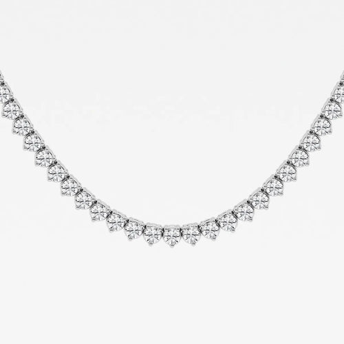 Round Lab Grown Diamond Three-Prong Tennis Necklace