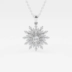 Round Lab Grown Diamond Sunburst Pendant with Adjustable Chain