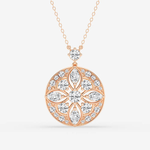 Round and Marquise Lab Grown Diamond Vintage Pendant