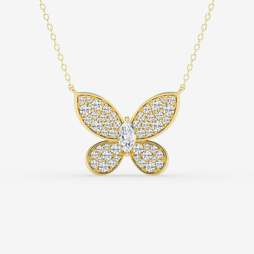 Marquise Lab Grown Diamond Petite Pave Butterfly Pendant
