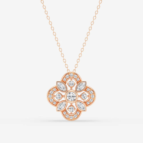 Round and Marquise Lab Grown Diamond Vintage Pendant