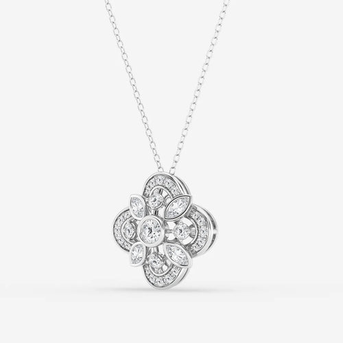 Round and Marquise Lab Grown Diamond Vintage Pendant