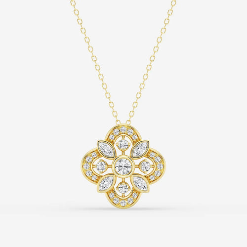 Round and Marquise Lab Grown Diamond Vintage Pendant