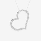 Round Lab Grown Diamond 2 Inch Sideways Heart Pendant