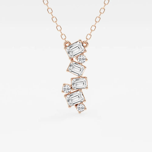 Emerald and Round Lab Grown Diamond Cascade Pendant