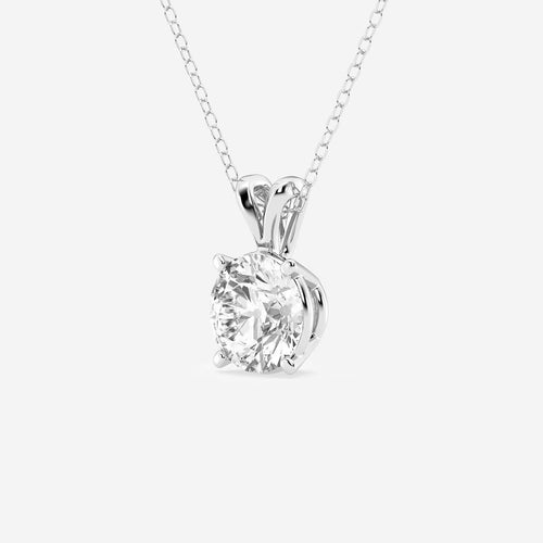 Round Lab Grown Diamond Split Bail Solitaire Pendant with Adjustable Chain