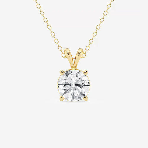 Round Lab Grown Diamond Split Bail Solitaire Pendant with Adjustable Chain