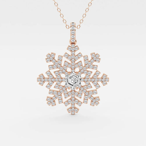 Hexagon Lab Grown Diamond Snowflake Pendant