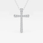 Round Lab Grown Diamond French Pave Cross Pendant