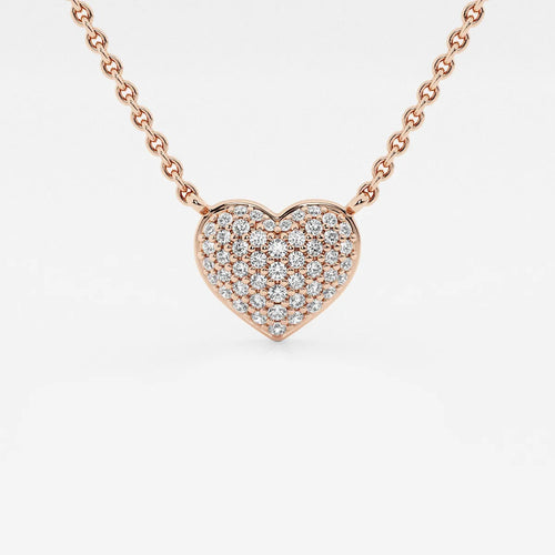 Round Lab Grown Diamond Petite Pave Heart Pendant with Adjustable Chain
