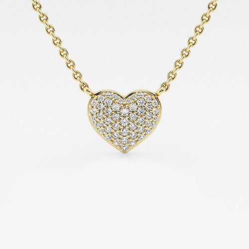 Round Lab Grown Diamond Petite Pave Heart Pendant with Adjustable Chain