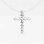 Round Lab Grown Diamond Cross Pendant with Adjustable Chain