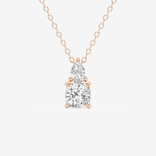 Toi Et Moi Cushion and Pear Pendant with Adjustable Chain