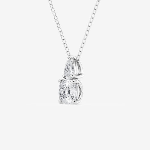 Toi Et Moi Cushion and Pear Pendant with Adjustable Chain