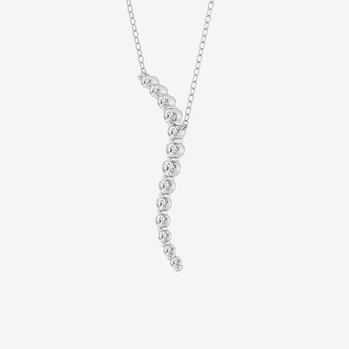 Round Lab Grown Diamond Curved Floating Pendant with Adjustable Chain